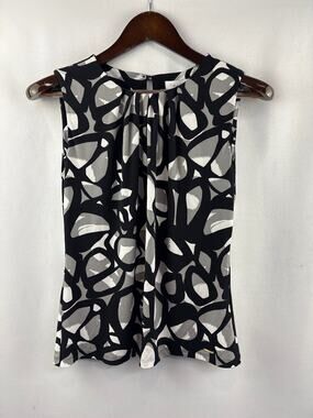 Women’s Calvin Klein Small Black, Gray, White Sleeveless Blouse